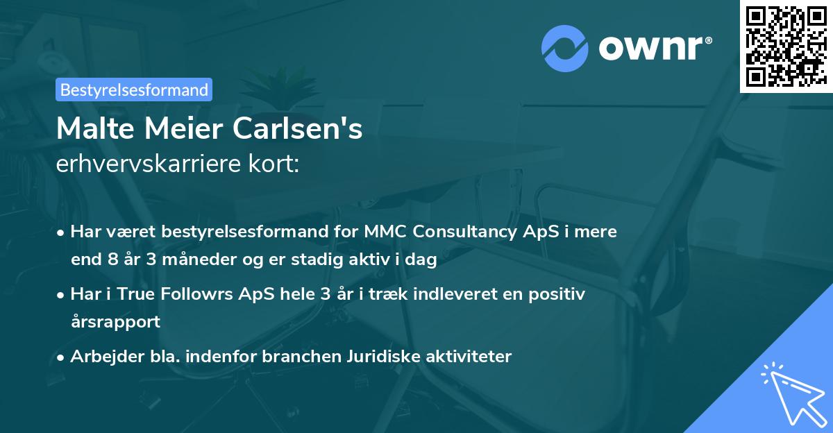 Malte Meier Carlsen's erhvervskarriere kort