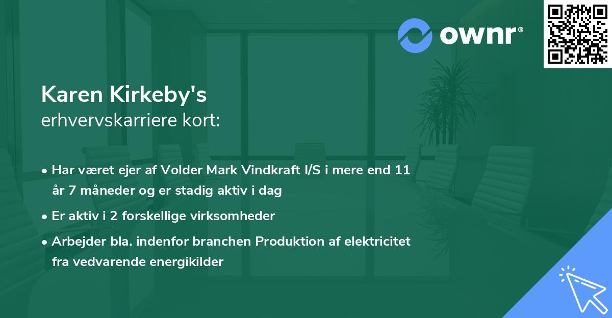Karen Kirkeby's erhvervskarriere kort
