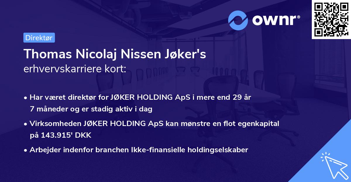 Thomas Nicolaj Nissen Jøker's erhvervskarriere kort