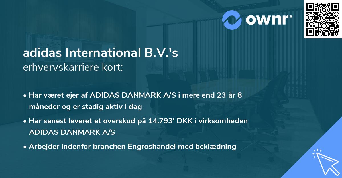 adidas International B.V.'s erhvervskarriere kort