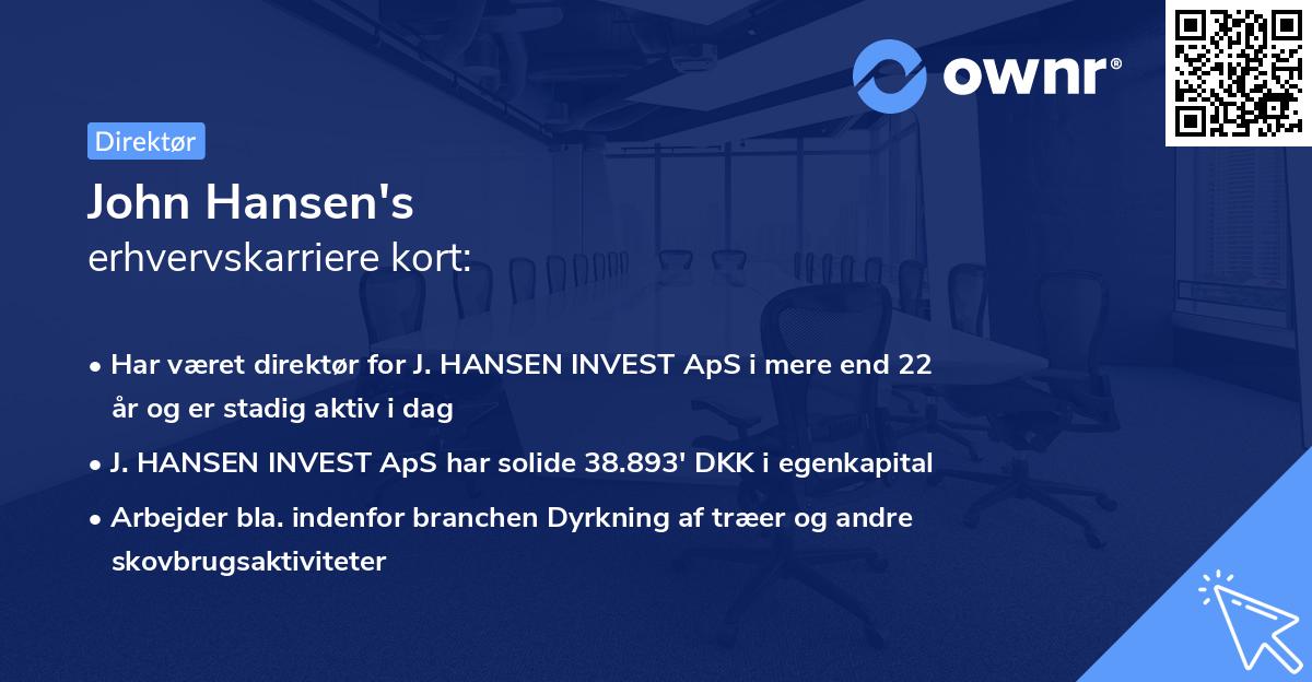 John Hansen's erhvervskarriere kort