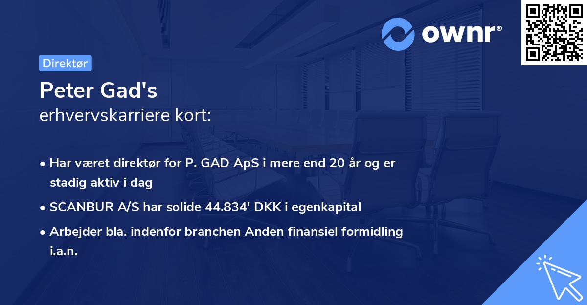 Peter Gad's erhvervskarriere kort