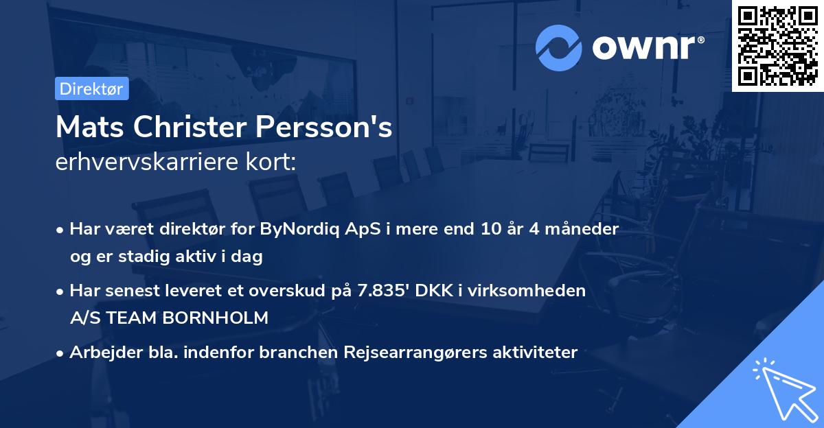 Mats Christer Persson's erhvervskarriere kort