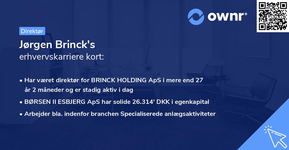 Jørgen Brinck's erhvervskarriere kort