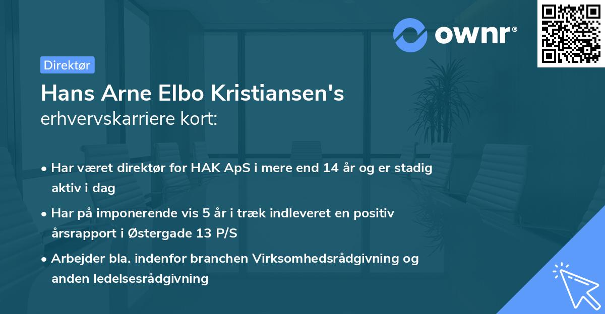 Hans Arne Elbo Kristiansen's erhvervskarriere kort
