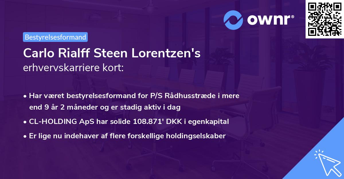 Carlo Rialff Steen Lorentzen's erhvervskarriere kort