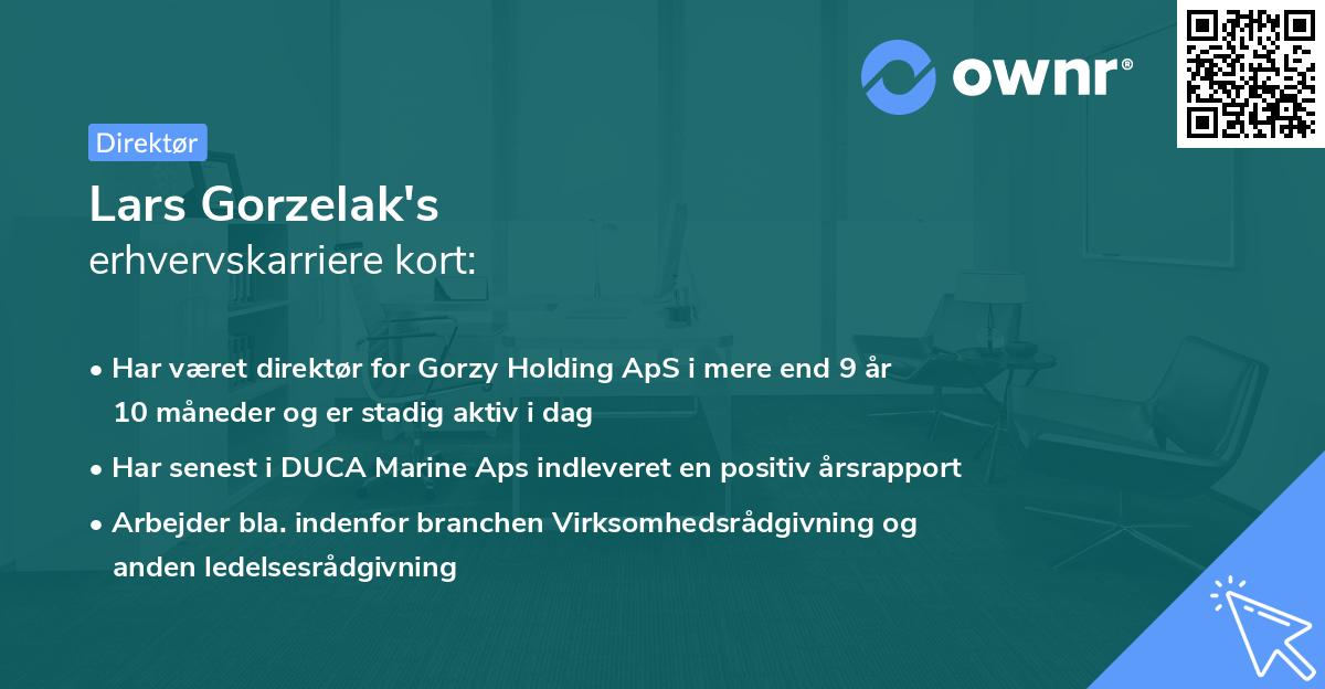Lars Gorzelak's erhvervskarriere kort