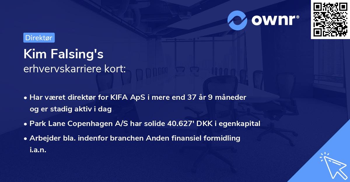 Kim Falsing's erhvervskarriere kort