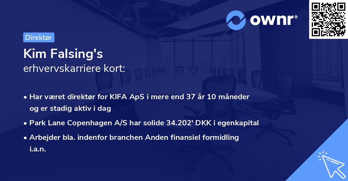 Kim Falsing's erhvervskarriere kort