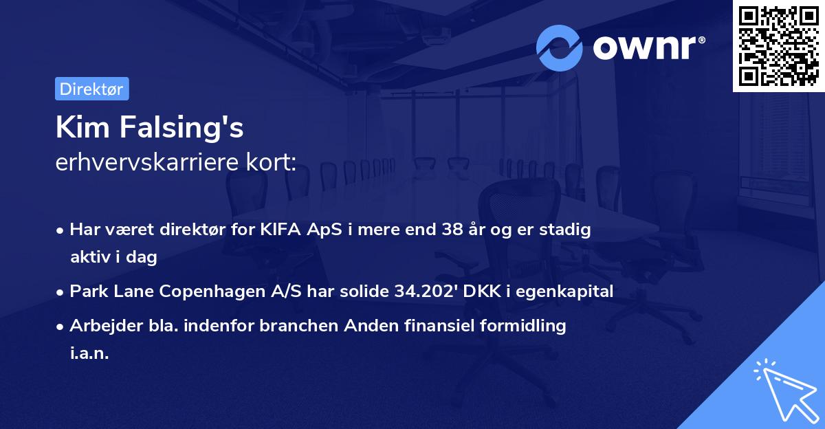 Kim Falsing's erhvervskarriere kort