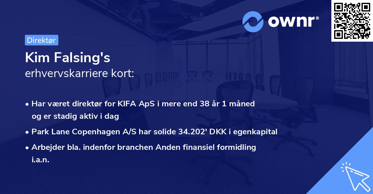 Kim Falsing's erhvervskarriere kort