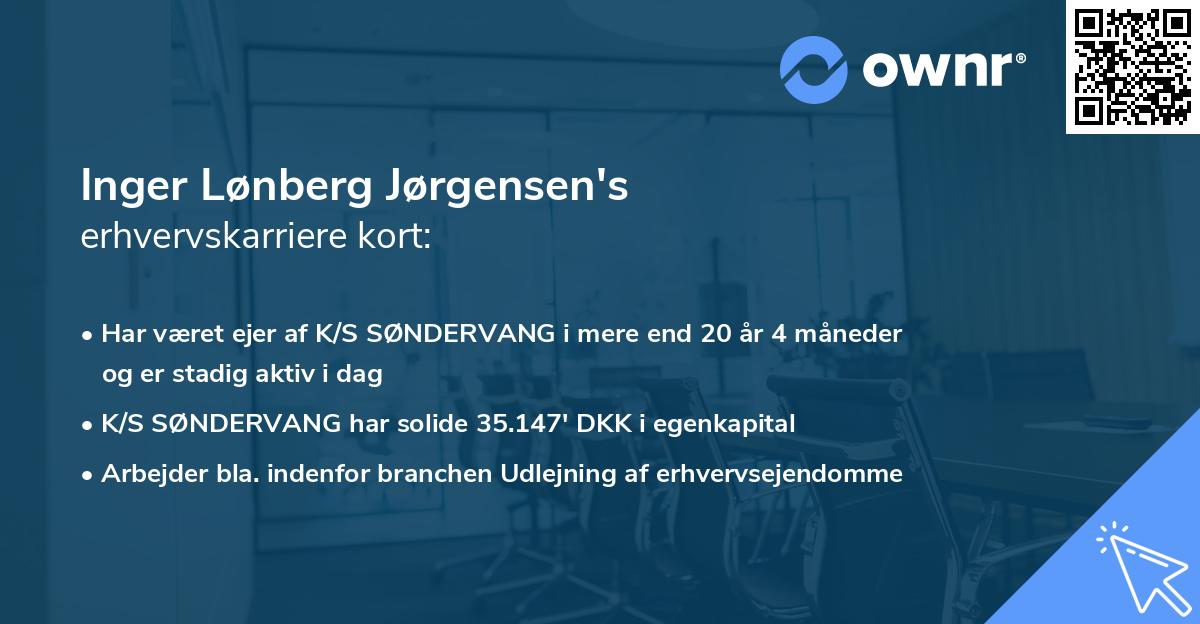 Inger Lønberg Jørgensen's erhvervskarriere kort