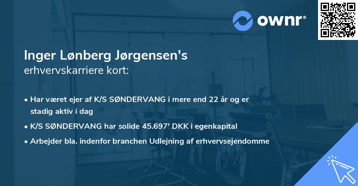 Inger Lønberg Jørgensen's erhvervskarriere kort