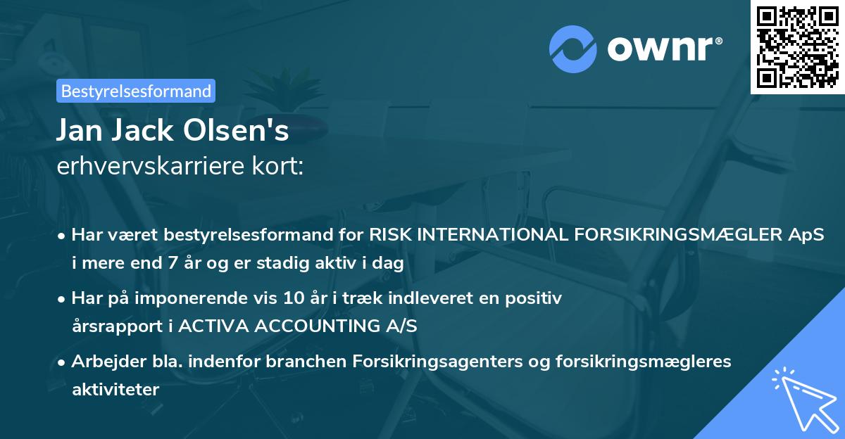 Jan Jack Olsen's erhvervskarriere kort