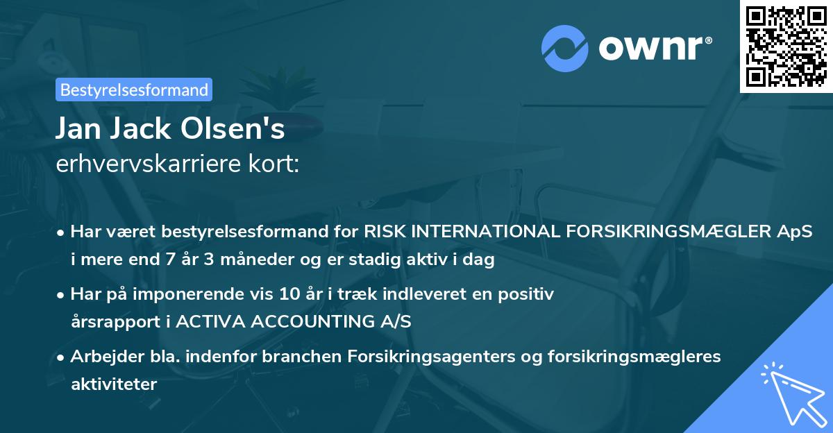 Jan Jack Olsen's erhvervskarriere kort