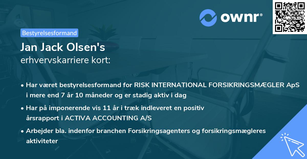 Jan Jack Olsen's erhvervskarriere kort