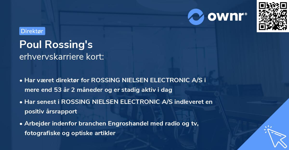 Poul Rossing's erhvervskarriere kort