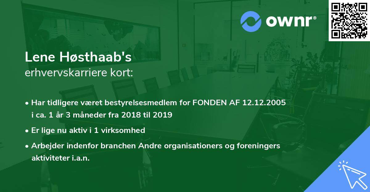 Lene Høsthaab's erhvervskarriere kort