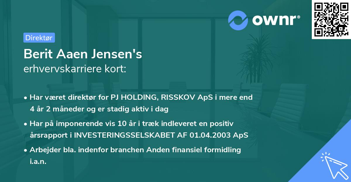 Berit Aaen Jensen's erhvervskarriere kort