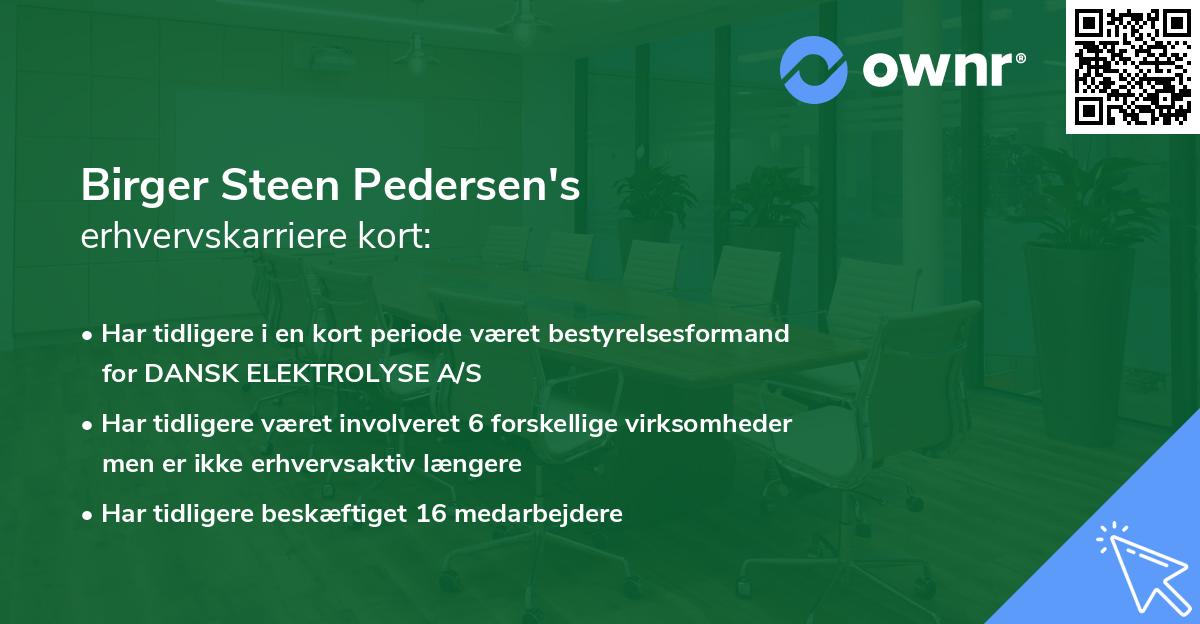 Birger Steen Pedersen's erhvervskarriere kort