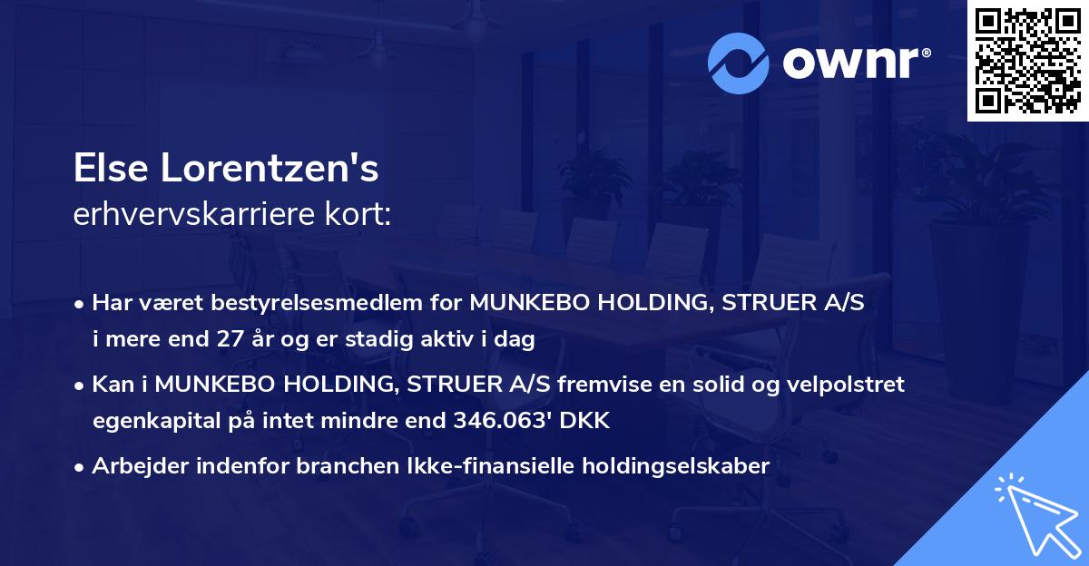 Else Lorentzen's erhvervskarriere kort