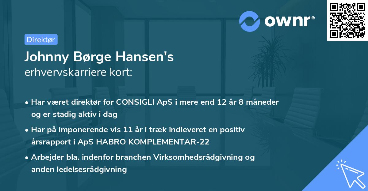 Johnny Børge Hansen's erhvervskarriere kort