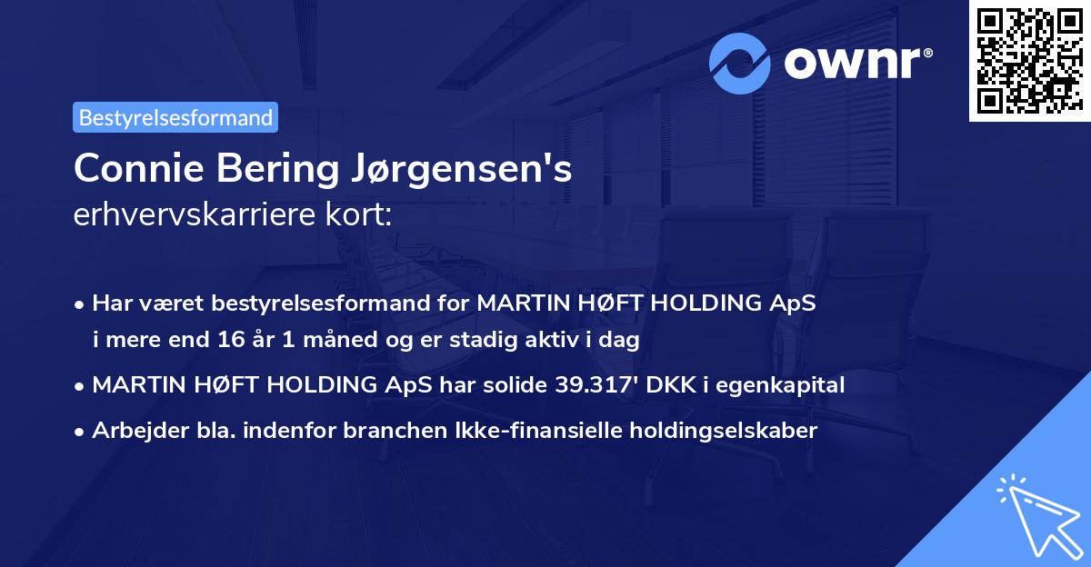 Connie Bering Jørgensen's erhvervskarriere kort