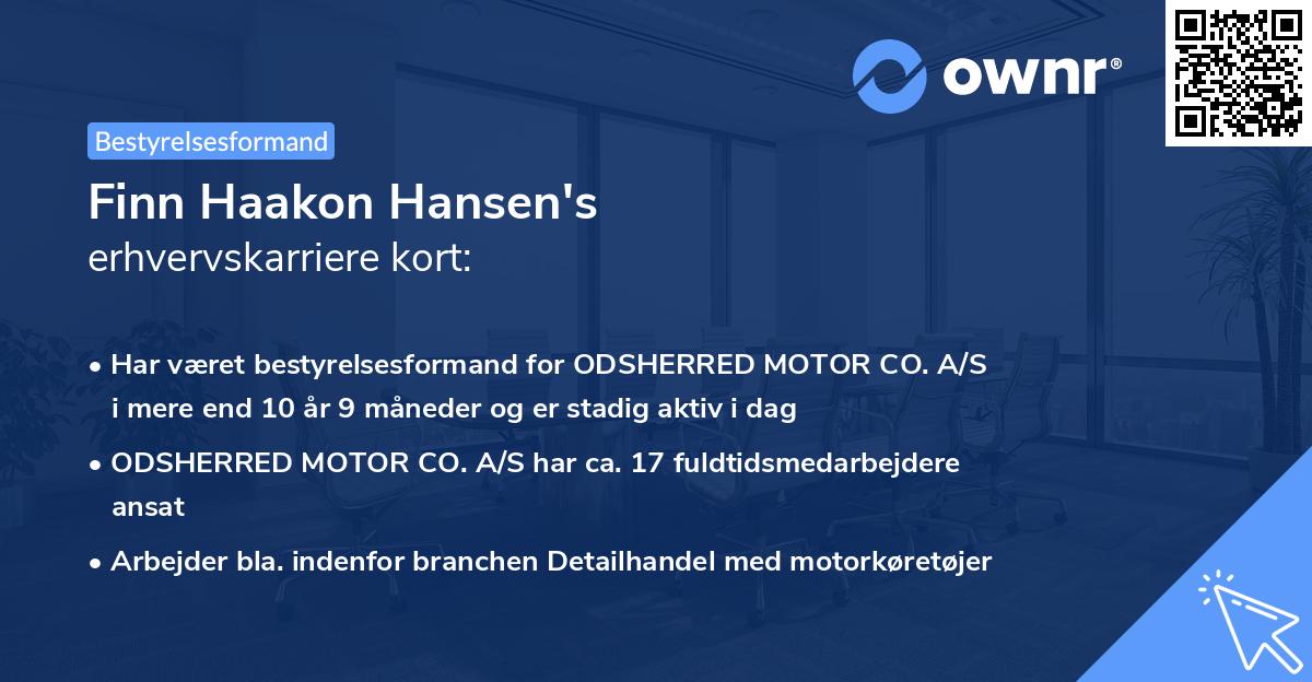 Finn Haakon Hansen's erhvervskarriere kort