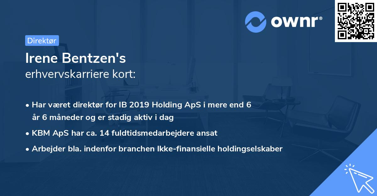 Irene Bentzen's erhvervskarriere kort