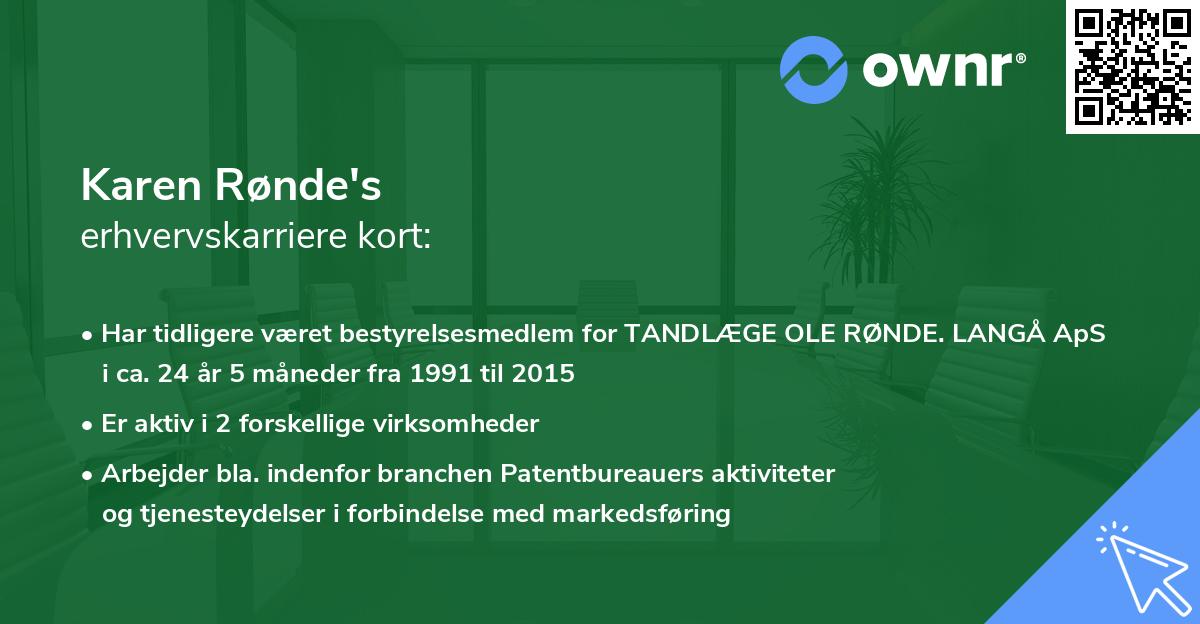 Karen Rønde's erhvervskarriere kort