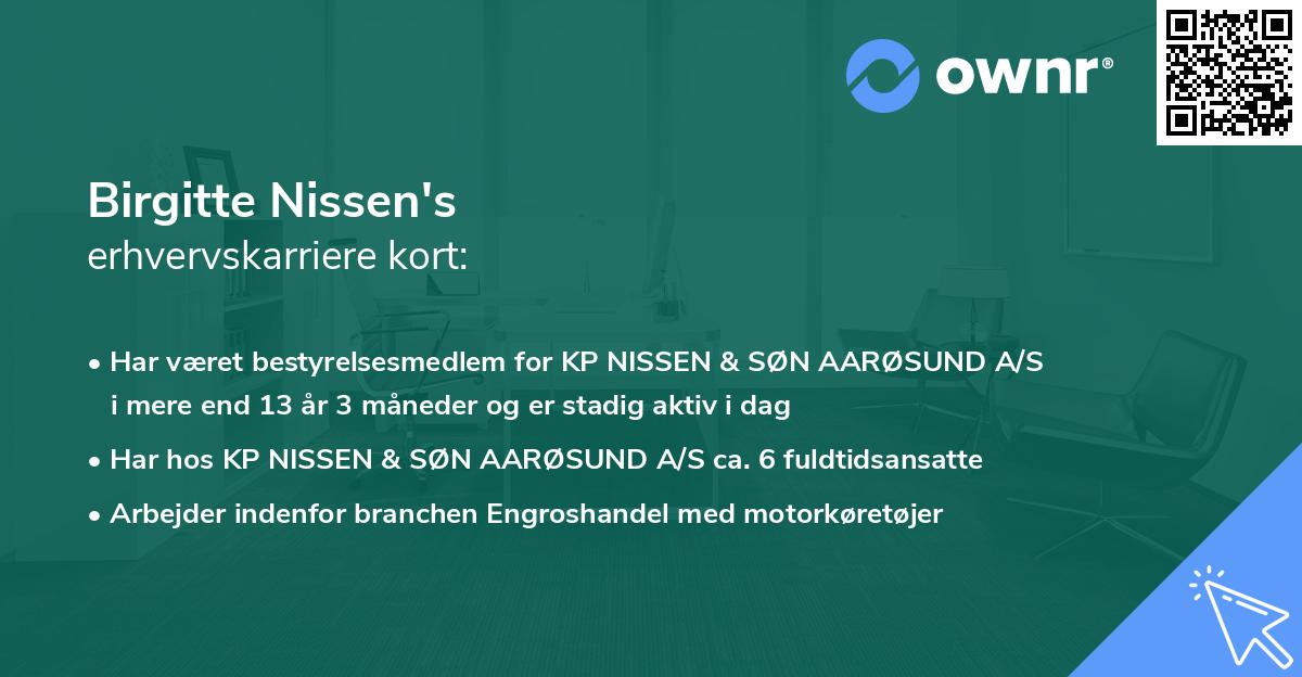 Birgitte Nissen's erhvervskarriere kort