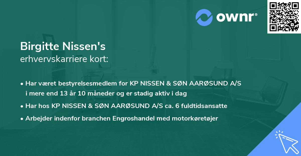 Birgitte Nissen's erhvervskarriere kort