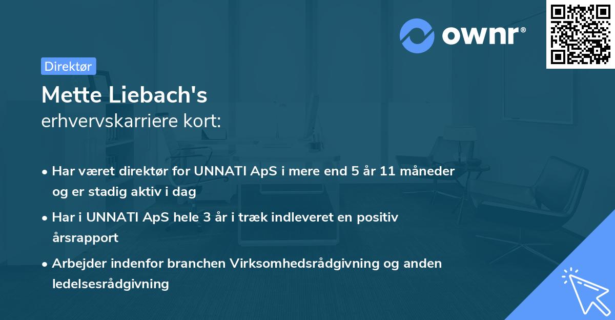 Mette Liebach's erhvervskarriere kort