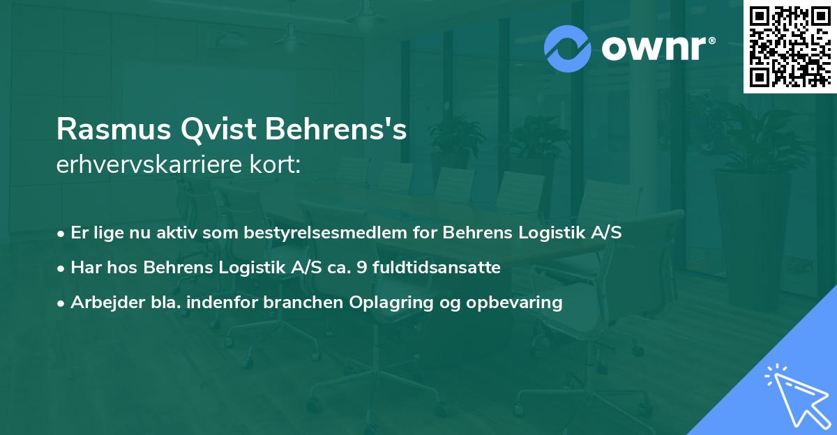 Rasmus Qvist Behrens's erhvervskarriere kort