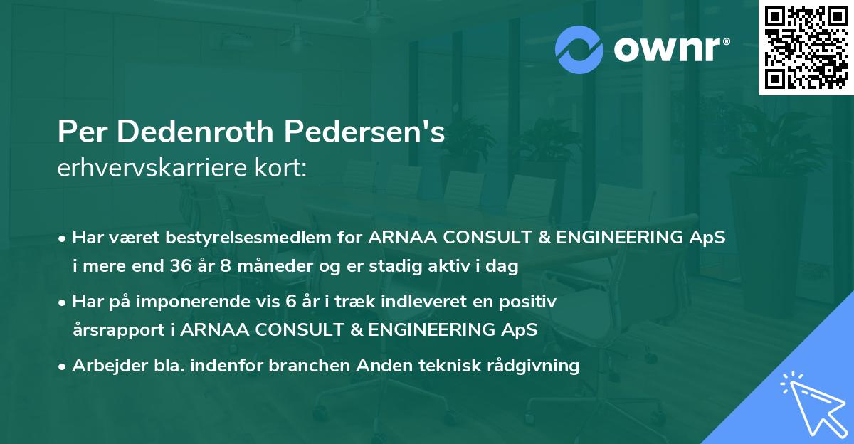 Per Dedenroth Pedersen's erhvervskarriere kort