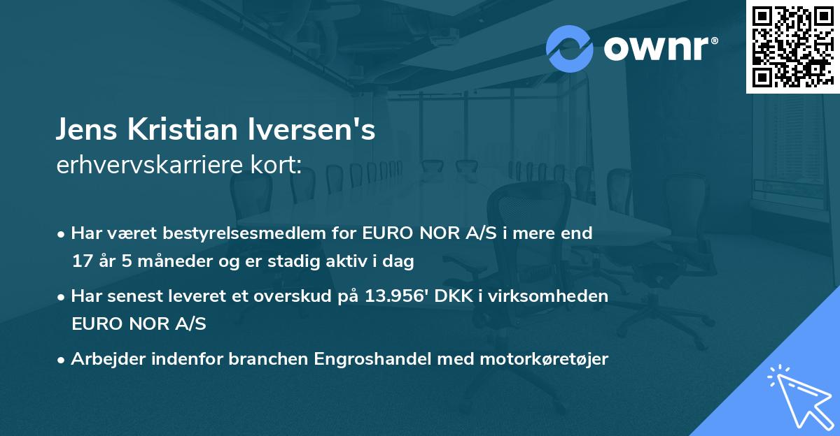 Jens Kristian Iversen's erhvervskarriere kort