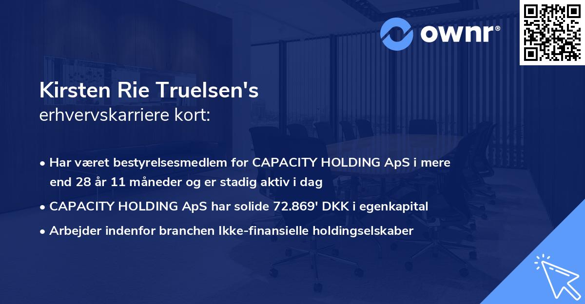 Kirsten Rie Truelsen's erhvervskarriere kort