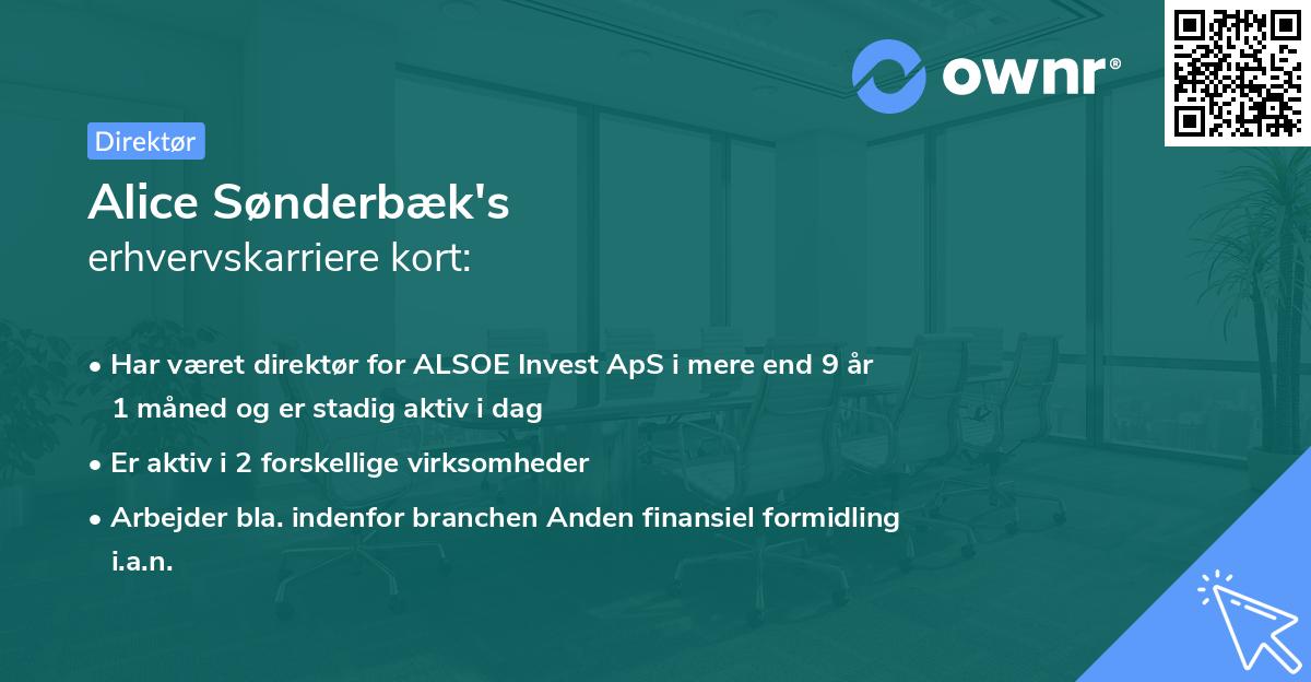 Alice Sønderbæk's erhvervskarriere kort