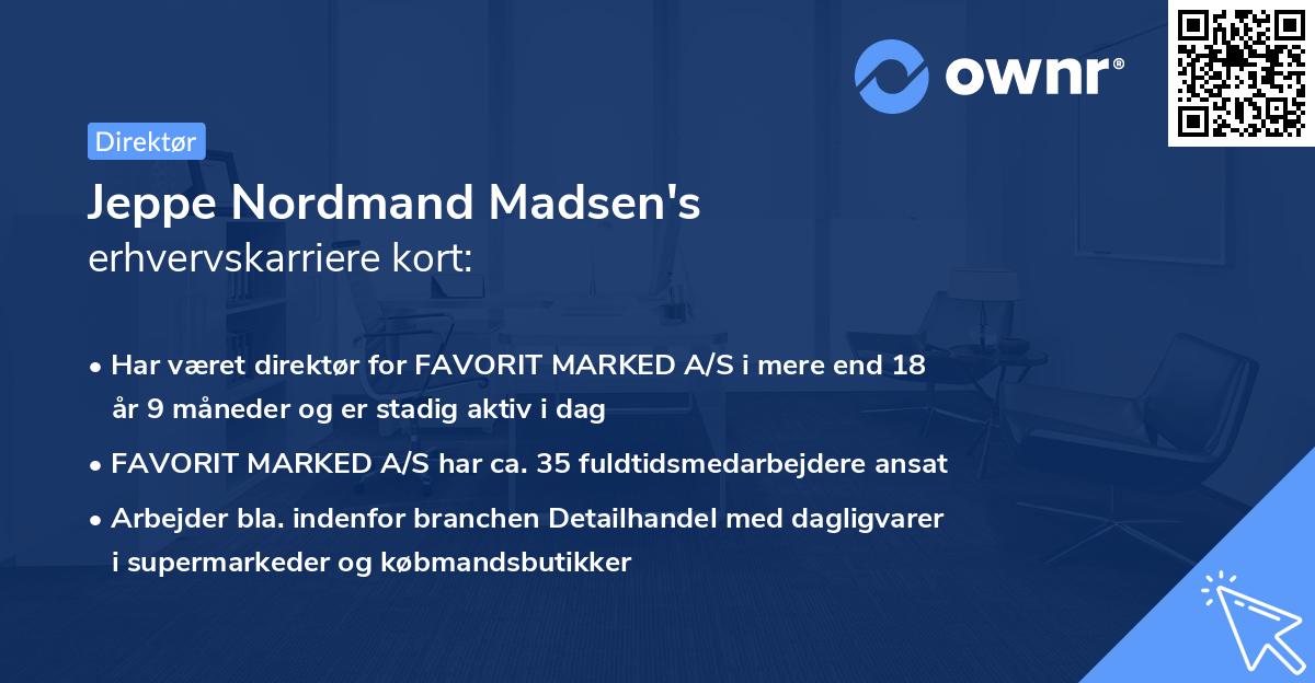 Jeppe Nordmand Madsen's erhvervskarriere kort