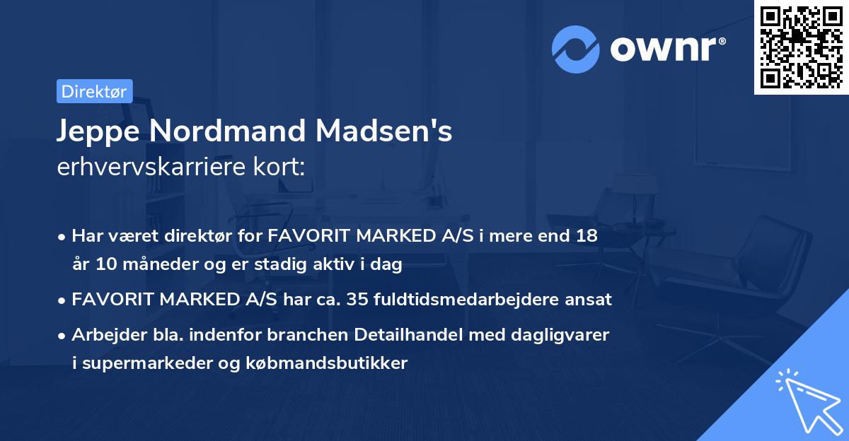 Jeppe Nordmand Madsen's erhvervskarriere kort