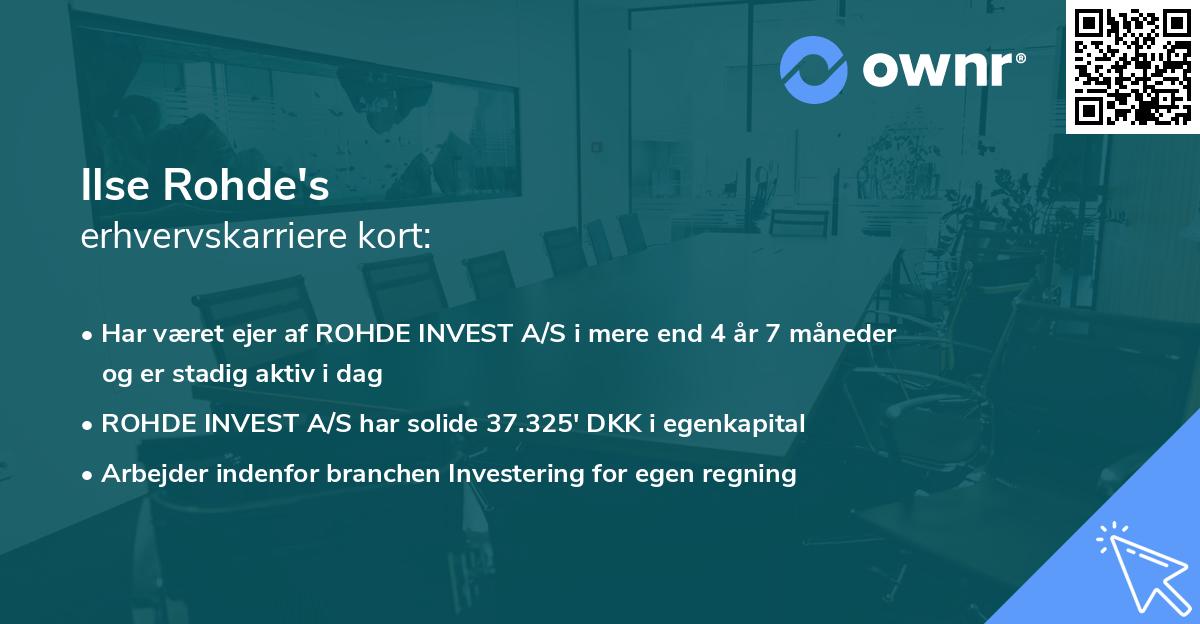 Ilse Rohde's erhvervskarriere kort