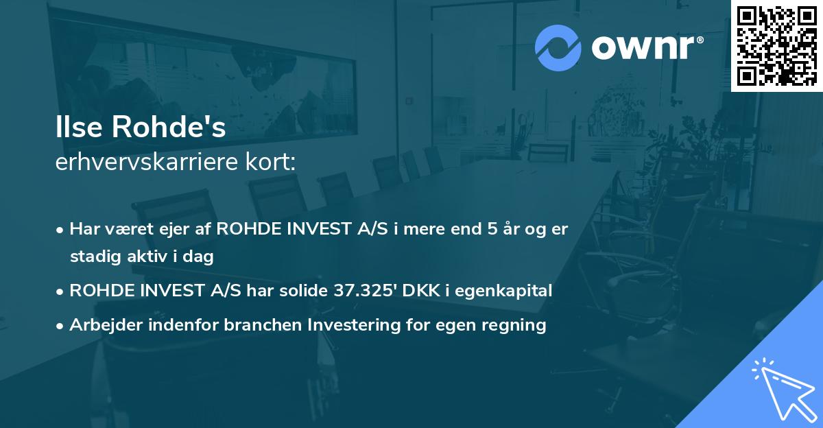 Ilse Rohde's erhvervskarriere kort