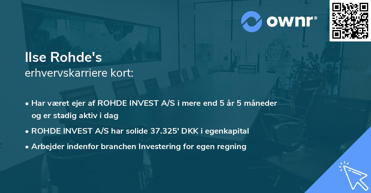 Ilse Rohde's erhvervskarriere kort
