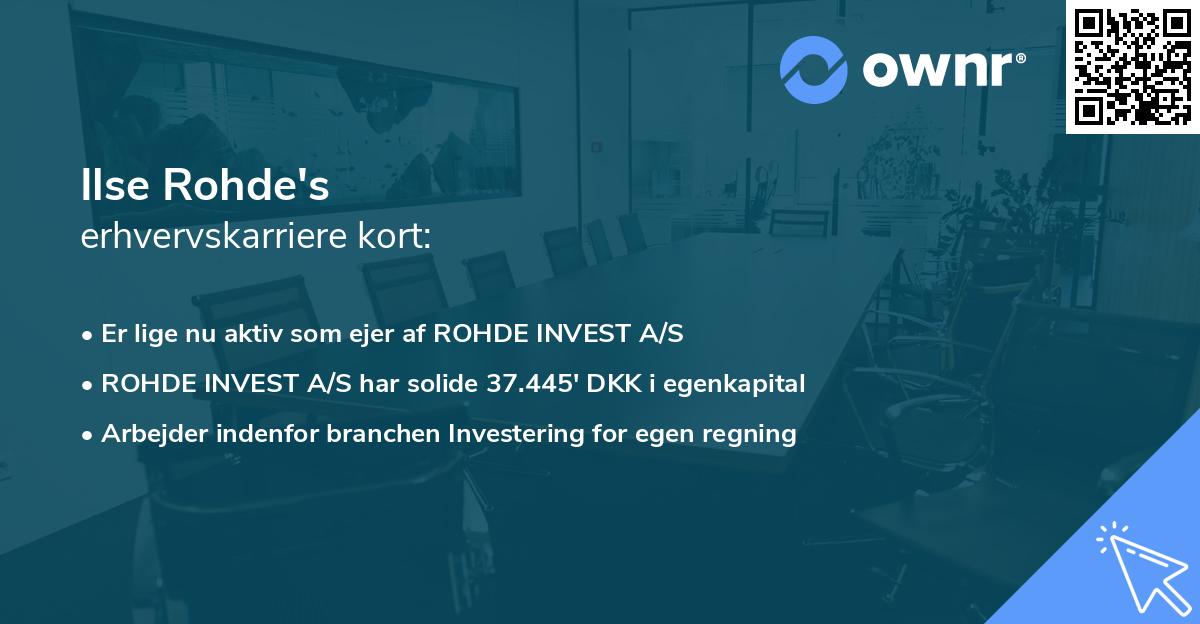 Ilse Rohde's erhvervskarriere kort
