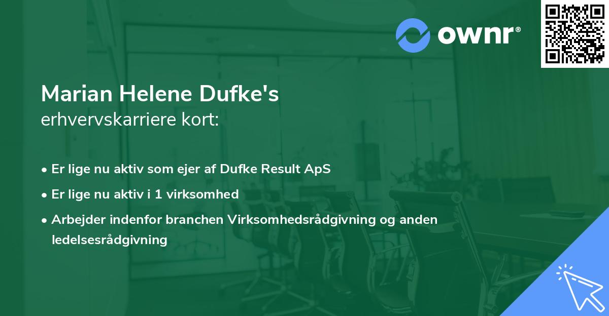 Marian Helene Dufke's erhvervskarriere kort