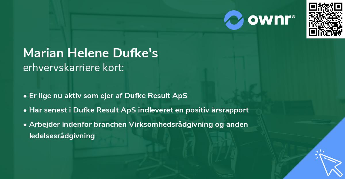 Marian Helene Dufke's erhvervskarriere kort