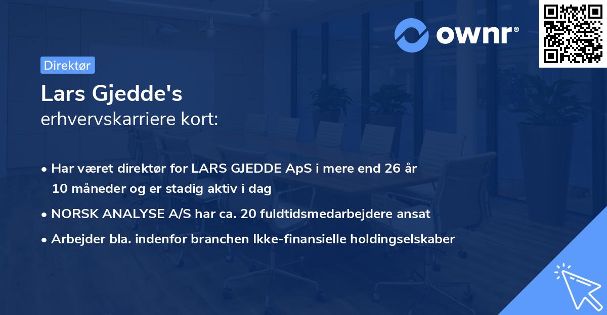 Lars Gjedde's erhvervskarriere kort