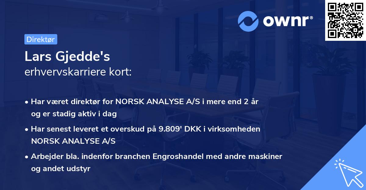 Lars Gjedde's erhvervskarriere kort