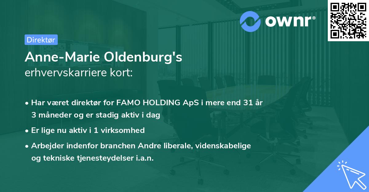 Anne-Marie Oldenburg's erhvervskarriere kort