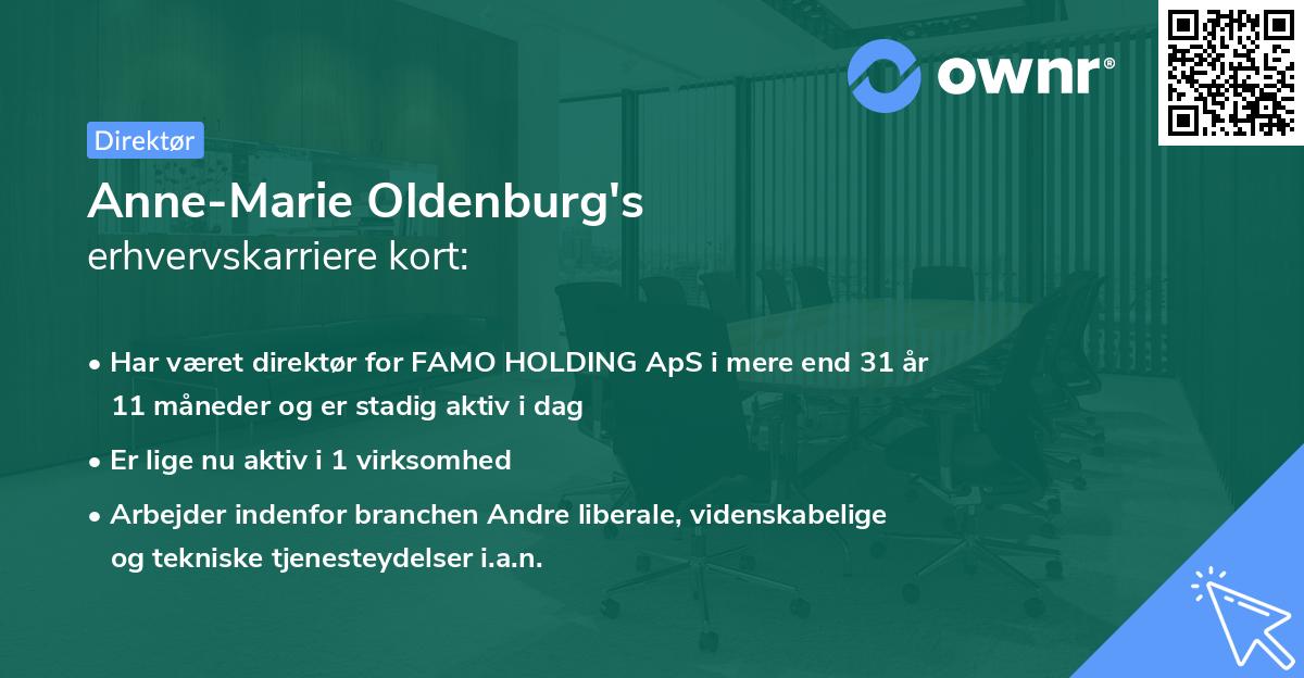 Anne-Marie Oldenburg's erhvervskarriere kort